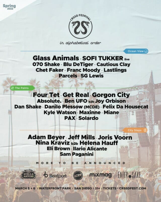 CRSSD cements spring 2022 lineup with Glass Animals, Gorgon City, Four Tet, and more8680b682 D507 9cec 74bb Bbca3aae1605