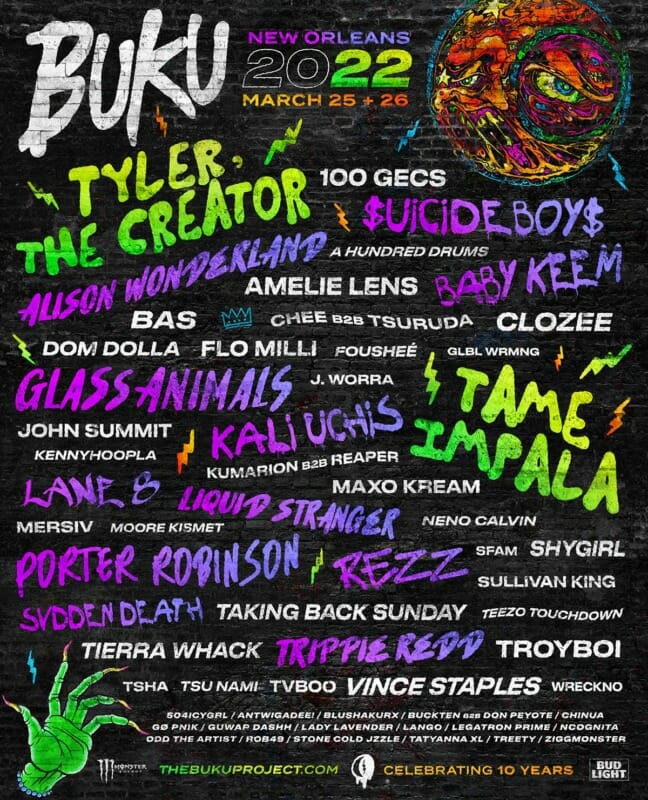 The BUKU Music + Art Project announces 2022 return with Alison Wonderland, Porter Robinson, Tyler, the Creator, and moreBUKU22 Poster 1200