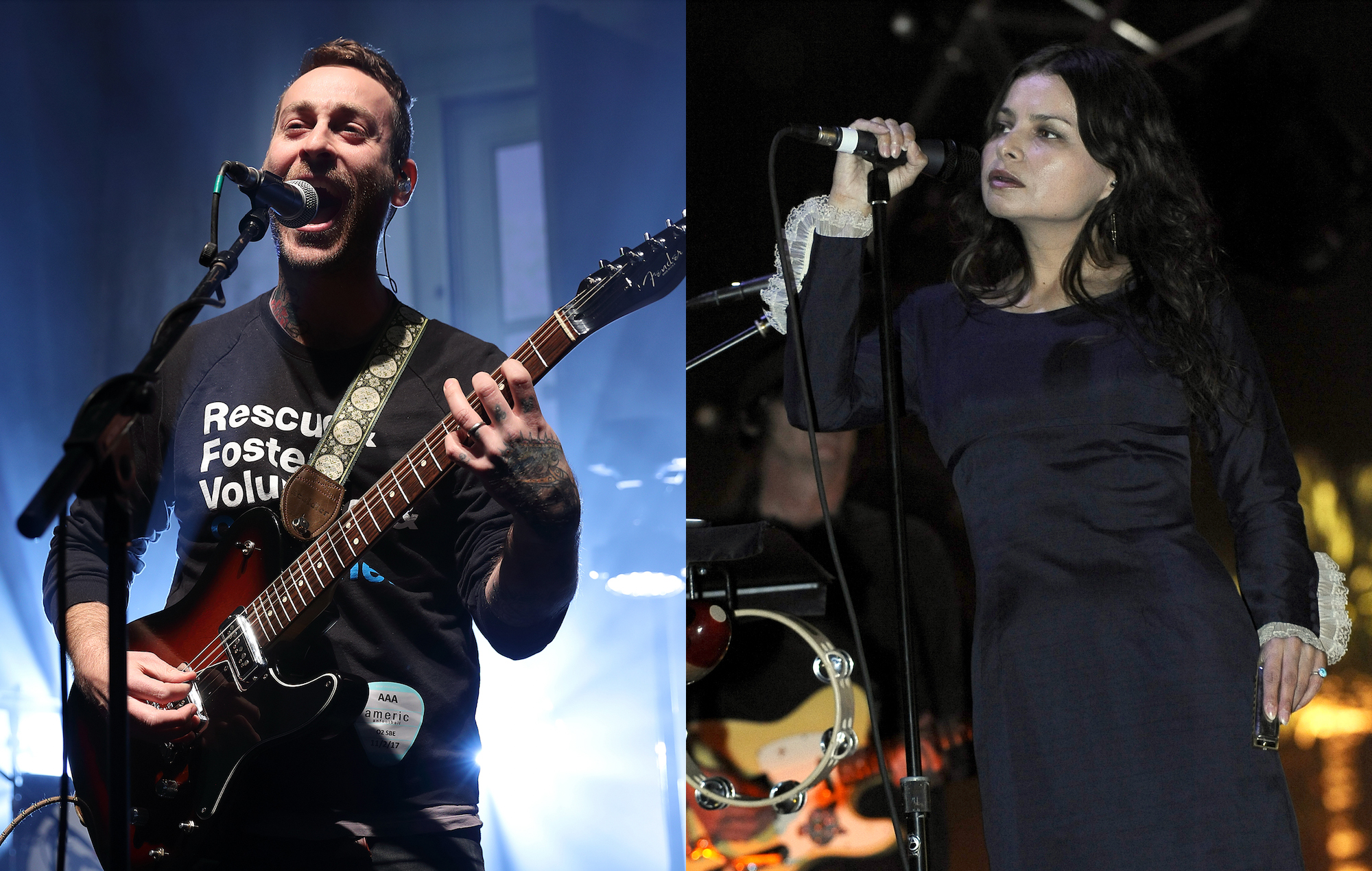 Mike Kinsella of American Football (Burak Cingi/Redferns) + Hope Sandoval of Mazzy Star (Tim Mosenfelder/Getty Images)