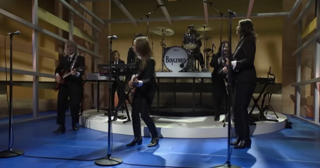 watch:-boygenius-channel-the-beatles-during-snl-debut,-perform-“not-strong-enough”-and-“satanist”