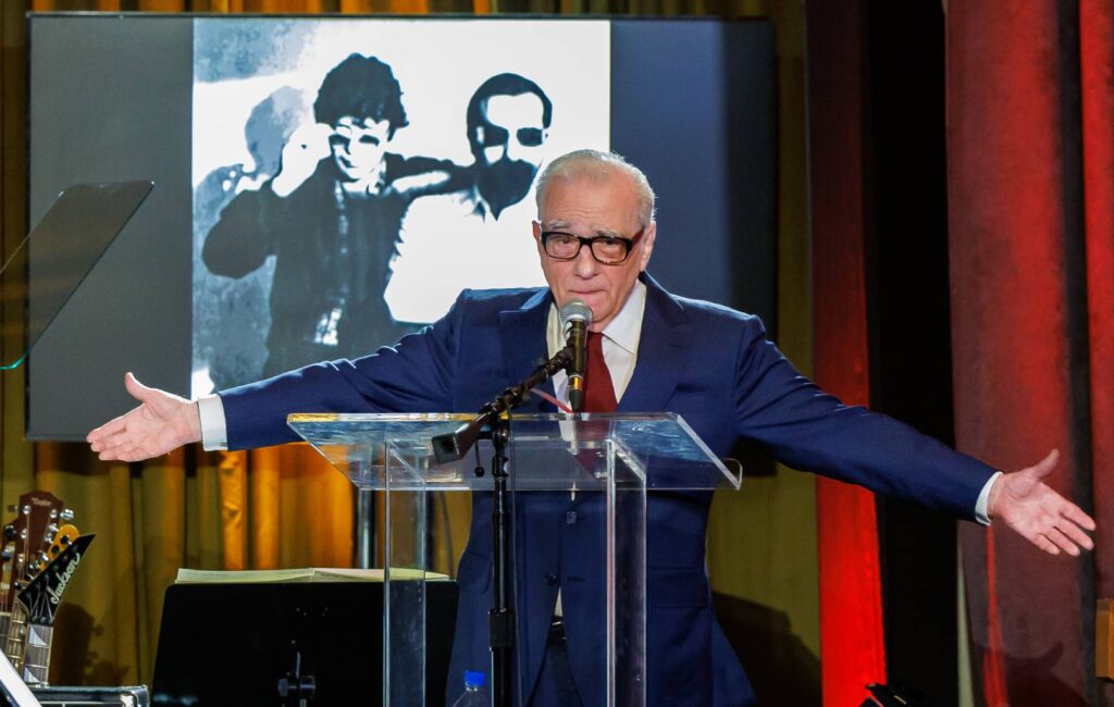 joni-mitchell,-martin-scorsese-and-leonardo-dicaprio-attend-robbie-robertson-memorial