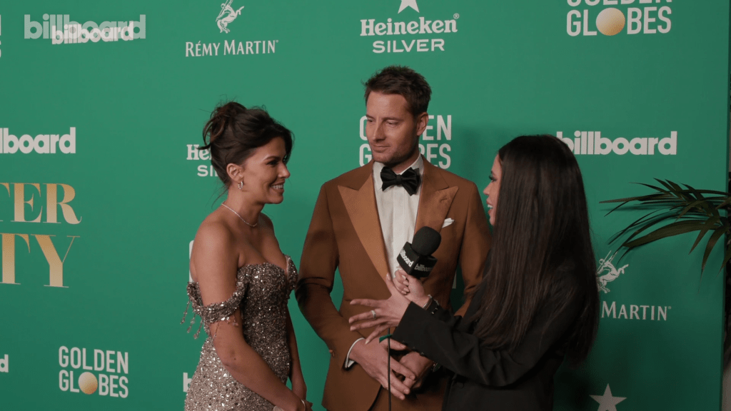 justin-hartley-&-sofia-pernas-talk-lily-gladstone’s-win-at-the-golden-globes,-new-year’s-resolutions-&-more-|-2024-golden-globes-after party