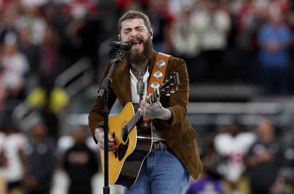 post-malone-brings-out-his-guitar-for-stirring-‘america-the-beautiful’-performance-at-the-2024-super bowl