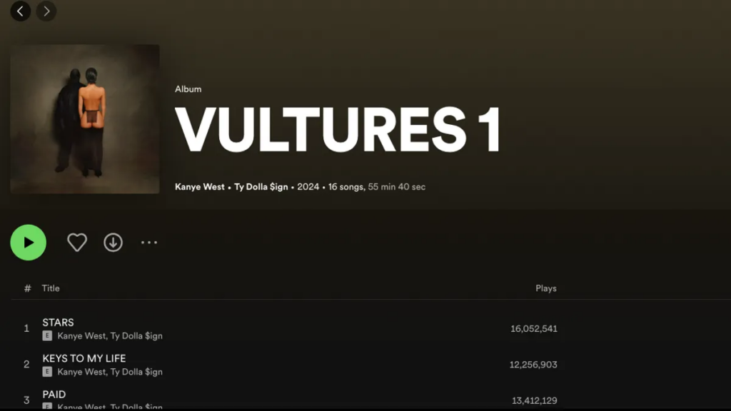 kanye-west’s-‘vultures-1’-album-remains-on-spotify,-restored-to-apple-music