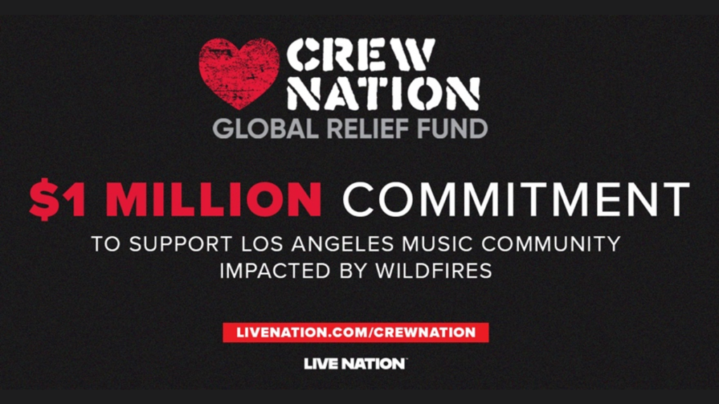 live-nation-and-crew-nation-global-relief-fund-commit-$1-million-to-support-los-angeles-music-community-impacted-by-wildfires